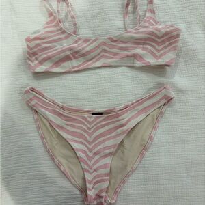 Triangl Pink and White Zebra Print Bikini Set
